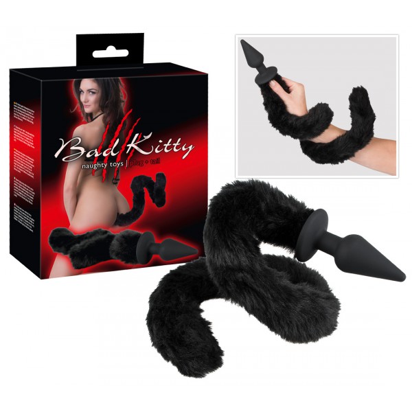 Bad Kitty - anál kúp cicafarokkal (fekete) Anál