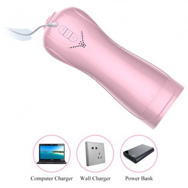 MASTURBATION CUP VIBRATING AND FLASHING USB PINK Művaginák