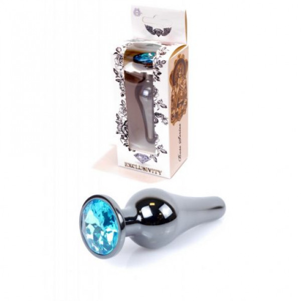 ANAL PLUG 64-00058 JAWELLERY DARK SILVER BUTT PLUG LIGHT BLUE 5903661800758 Anál