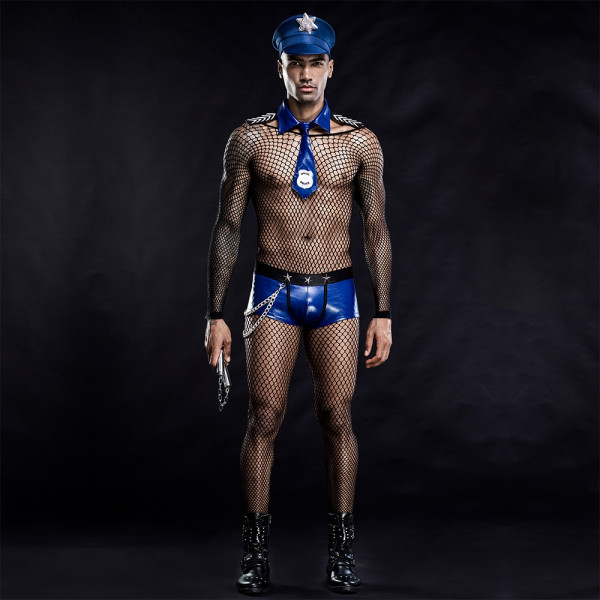 Sexy Blue / Black S / L Police Officer Complete Uniform  5000128027779 férfi jelmezek és kiegészítők