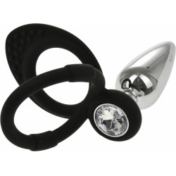 Double Penis Ring with  Metal Anal Plug 5000128034081 Anál Anál