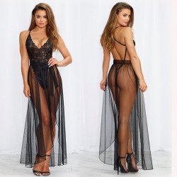 Set Body Lace And Skirt Tulle Black M 5000128029698 Ruha Női fehérnemű