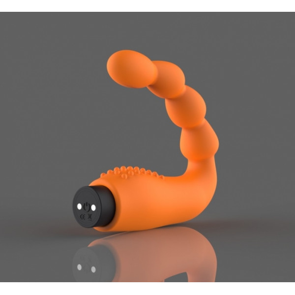 Apollo Prostate Stimulator, 7 Vibration Modes, Silicone, USB, Orange/Black, 10.6 cm Prosztata vibrátor