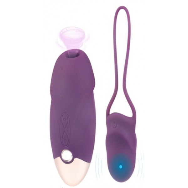 Luzie Clitoris Sucking Stimulator Set + Egg Vibrator Remote Control 10 Vibration Modes 7 Modes Suction Silicon USB  PURPLE 5000128036641 Multifunkciós