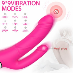 Takir Double Vibrator 9 Vibration Modes Silicon USB Pink 23.5 Cm Kétágú