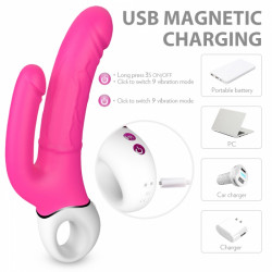 Takir Double Vibrator 9 Vibration Modes Silicon USB Pink 23.5 Cm Kétágú