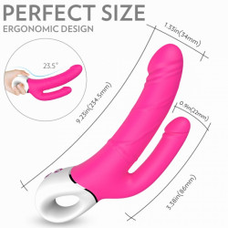 Takir Double Vibrator 9 Vibration Modes Silicon USB Pink 23.5 Cm Kétágú
