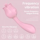 Vibrator Double Bendable Rose Flavor 9 Modes Vibration + 9 Modes Licking Silicon USB Vízálló vibrátorok