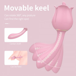 Vibrator Double Bendable Rose Flavor 9 Modes Vibration + 9 Modes Licking Silicon USB Vízálló vibrátorok