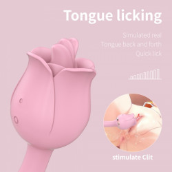 Vibrator Double Bendable Rose Flavor 9 Modes Vibration + 9 Modes Licking Silicon USB Vízálló vibrátorok