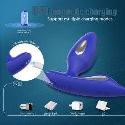 Stimulator Dustin, 9 Moduri Vibratii, 3 Moduri Electrostimulare, Silicon, Albastru, 12.6 cm  5000128053945 Anál