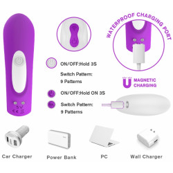 Vibrator Couple's Fun Remote Control Silicon 9 Functions Vibration USB Purple 5000128004633 Vízálló vibrátorok