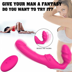 Strap-on Bess pentru Femei, Remote Control, 9 Moduri Vibratii, Silicon, USB, Roz, 21.7 cm 5000128054089 Felcsatolható