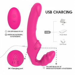 Strap-on Bess pentru Femei, Remote Control, 9 Moduri Vibratii, Silicon, USB, Roz, 21.7 cm 5000128054089 Felcsatolható