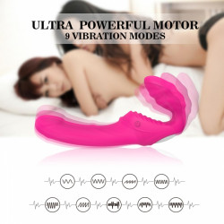 Strap-on Bess pentru Femei, Remote Control, 9 Moduri Vibratii, Silicon, USB, Roz, 21.7 cm 5000128054089 Felcsatolható