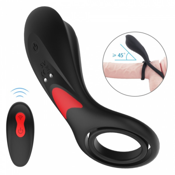 Penis Ring Oliver Remote Control 9 Modes Vibration Silicon USB Black 5000128027083 Multifunkciós
