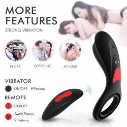 Penis Ring Oliver Remote Control 9 Modes Vibration Silicon USB Black 5000128027083 Multifunkciós
