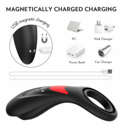 Penis Ring Oliver Remote Control 9 Modes Vibration Silicon USB Black 5000128027083 Multifunkciós