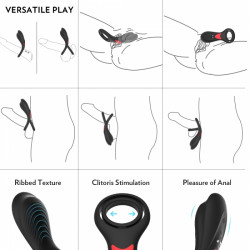 Penis Ring Oliver Remote Control 9 Modes Vibration Silicon USB Black 5000128027083 Multifunkciós
