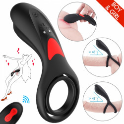 Penis Ring Oliver Remote Control 9 Modes Vibration Silicon USB Black 5000128027083 Multifunkciós