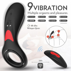 Penis Ring Oliver Remote Control 9 Modes Vibration Silicon USB Black 5000128027083 Multifunkciós