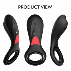 Penis Ring Oliver Remote Control 9 Modes Vibration Silicon USB Black 5000128027083 Multifunkciós