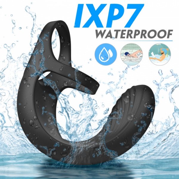 Double Penis Ring With Anal Stimulator 9 Modes Vibration Remote USB Control Black Silicone 5000128036856 Pénisz feltétek