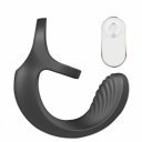 Double Penis Ring With Anal Stimulator 9 Modes Vibration Remote USB Control Black Silicone 5000128036856 Pénisz feltétek