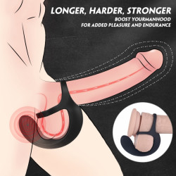 Double Penis Ring With Anal Stimulator 9 Modes Vibration Remote USB Control Black Silicone 5000128036856 Pénisz feltétek