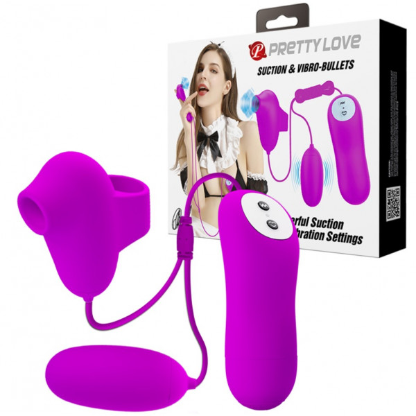 Pretty Love Double Stimulator, 12 Vibration Modes, 12 Suction Modes, Silicone, Purple 6959532333893 Csiklóizgatók