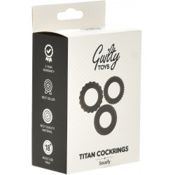 Set of 3 Titanium Silicone Penis Rings Black 6427885000347 Pénisz feltétek