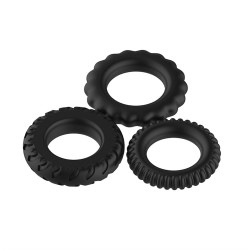 Set of 3 Titanium Silicone Penis Rings Black 6427885000347 Pénisz feltétek