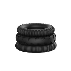 Set of 3 Titanium Silicone Penis Rings Black 6427885000347 Pénisz feltétek