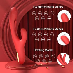 Magnus Vibrator, Vibrating & Patting, Silicone, USB, Red, 24 cm 6427885000293 Vízálló vibrátorok