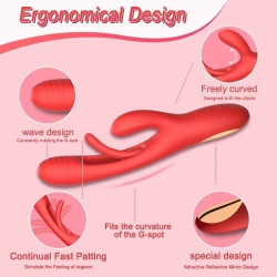 Magnus Vibrator, Vibrating & Patting, Silicone, USB, Red, 24 cm 6427885000293 Vízálló vibrátorok