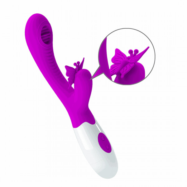 Pretty Love Moth Vibrator, 12 Vibration Modes, 3 Tongue Movement Rhythms, Silicone, Purple, 20.7 cm 6959532327311 Multifunkciós