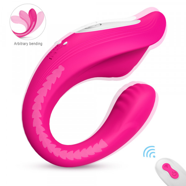 Dual Stimulator Bendable Nifty Remote Control 9 Modes Vibration Silicon USB Pink Multifunkciós