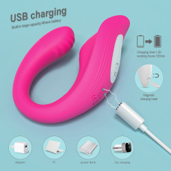Dual Stimulator Bendable Nifty Remote Control 9 Modes Vibration Silicon USB Pink Multifunkciós