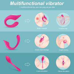 Dual Stimulator Bendable Nifty Remote Control 9 Modes Vibration Silicon USB Pink Multifunkciós