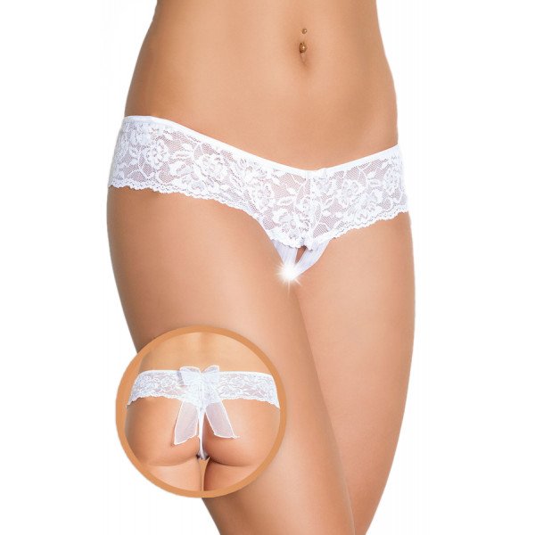 White Crotchless Lace Bikini S / M  5906340725960 Bugyi
