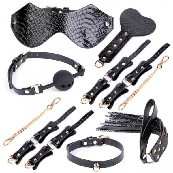 Snake Look BDSM Set, 7 Pieces, Black 6427885003317 szett