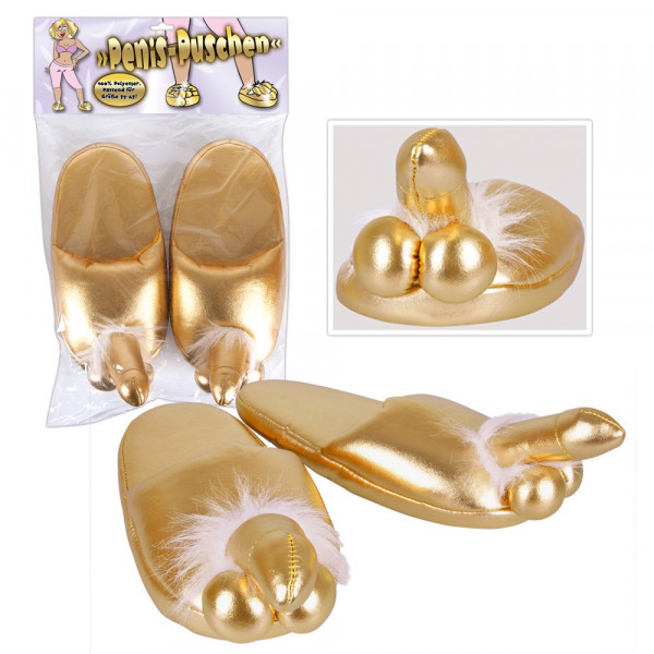 Arany színű péniszes papucs +18év  4024144774838 Tréfás ajándékok