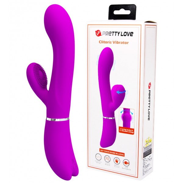 Pretty Love Rabbit Vibrator, 12+4 Stimulating Modes, Silicone, USB, Purple, 20.8 cm  6959532333961 Multifunkciós
