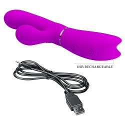 Pretty Love Rabbit Vibrator, 12+4 Stimulating Modes, Silicone, USB, Purple, 20.8 cm  6959532333961 Multifunkciós