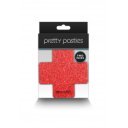 Set of 2 Pairs Pasties Glitter Cross Breast Covers, Silver/Red  657447107856 Fetish