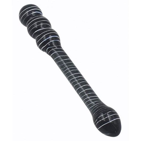 Black Double Dildo, Premium Glass, Black, 20 cm  6427885002594 Üvegből