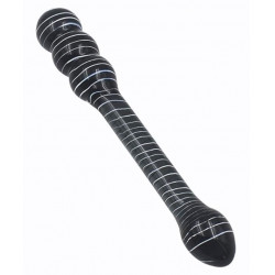 Black Double Dildo, Premium Glass, Black, 20 cm  6427885002594 Üvegből Segédeszközök