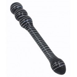 Black Double Dildo, Premium Glass, Black, 20 cm  6427885002594 Üvegből Segédeszközök