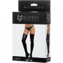 Glossy Connie zipper stockings made of Wetlook material, black, L 6975325854550 Harisnyák