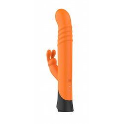 Nova Rabbit Vibrator, 9 Vibration Modes, 4 Thrusting Speeds, Silicone, USB, Orange/Black, 24.6 cm  6427885001801 Multifunkciós Multifunkciós